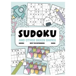 Aktivitetsbok Sudoku – sudokuer, finn fem feil, labyrinter og gåter! 21×28 cm, 48 sider