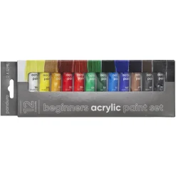 Beginners Acrylic Paint, akrylmaling for nybegynnere 12×12 ml