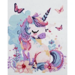 Bling Dots, diamond painting for barn fra 6 år, unicorn / enhjørning 30×40 cm