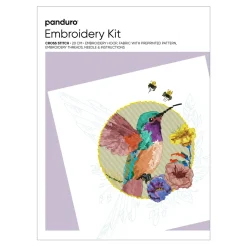 Broderisett kolibri Ø20 cm – alt du trenger for å brodere en vakker fugl på en kvist