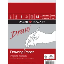 Daler-Rowney Drawing Paper tegneblokk A5 (148×210 mm), 50 ark, 160 g/m²