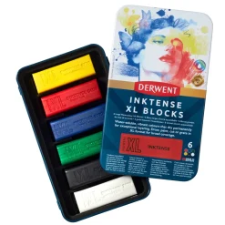 Derwent Inktense XL Blocks 6 – akvarellkritt i stort format, 60×20×20 mm.