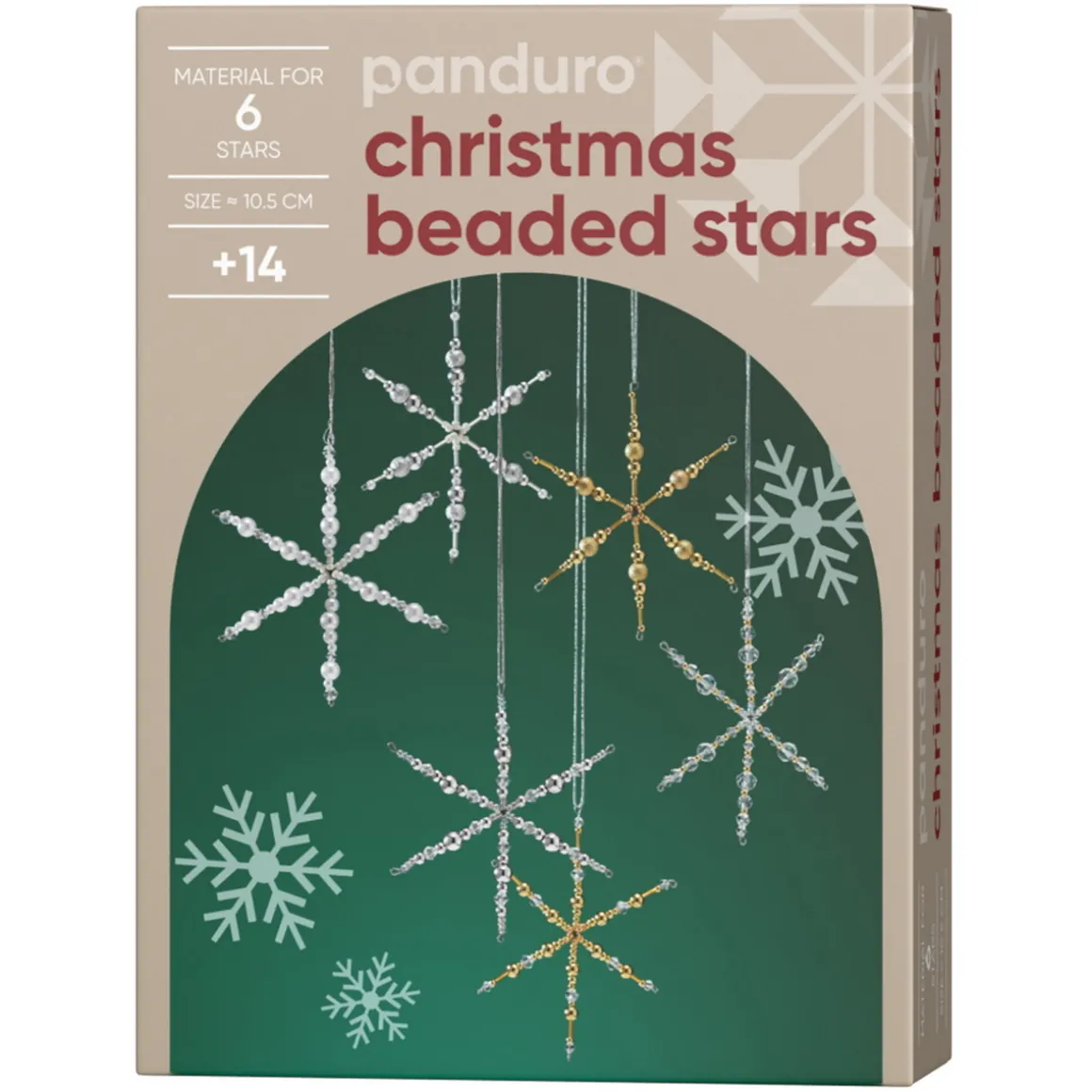 DIY-kit Christmas Beaded Stars – lag 6 perleglinsende julestjerner med diameter 10,5 cm