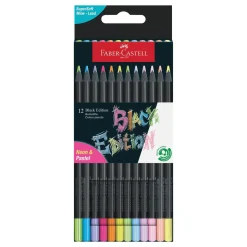 Faber-Castell Black Edition Neon & Pastel voksbaserte fargeblyanter 12-pakning