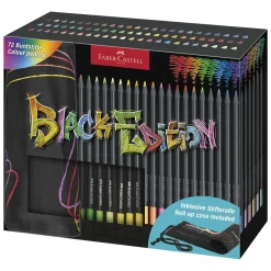 Faber-Castell Black Edition voksbaserte fargeblyanter 72-pakning + sammenrullbart pennal