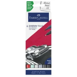 Faber-Castell Sketch Marker Car Design, 6 tusjpenner med dobbel spiss