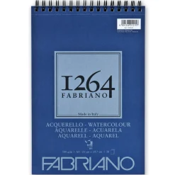 Fabriano akvarellblokk F-1264 A4 (210×297 mm), 30 ark, vekt 300 gram.