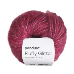 Garn Fluffy Glitter 50 g bringebær