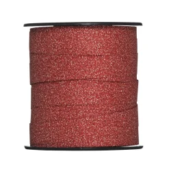 Gavebånd 25 meter på rull, 1 cm bredt – glitter rød