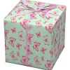 Gavepapir på rull 10 m × 57 cm – lysegrønt papir med rosa sommerfugler