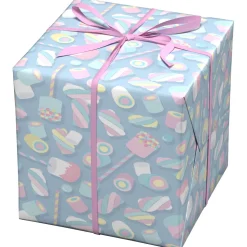 Gavepapir på rull 10 m × 57 cm – morsomt med marshmallows og skumgodteri!