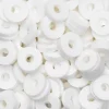 Heishi-perler i rør – gullglinsende hvite heishis, Ø6 mm