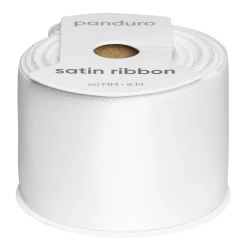 Hvitt satengbånd – 40 mm bredt og 8 meter langt