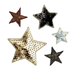 Iron-on Stjerner metallic 5stk