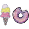Iron-on stoffmerke donut og iskrem, Ø 55 mm / 30x65 mm