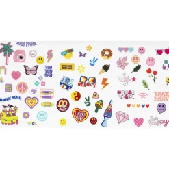 Iron-on, strykemerker for tekstil – 3 ark på 15×21 cm med smilefjes, 1970-tallet og mye annet!