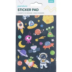 Klistremerkeblokk Alien – 2×10 design, totalt 20 ark med klistremerker fra verdensrommet! 10×18 cm