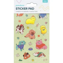 Klistremerkeblokk Hunder – 2×10 design, totalt 20 ark klistremerker med massevis av hunder! 10×18 cm