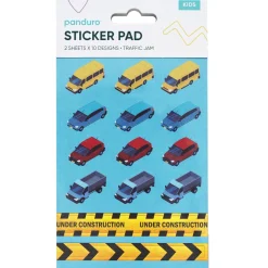Klistremerkeblokk Kjøretøy – 2×10 design, totalt 20 ark klistremerker med biler og fly! 10×18 cm
