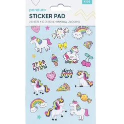 Klistremerkeblokk Unicorn – 2×10 design, totalt 20 ark klistremerker med enhjørninger! 10×18 cm