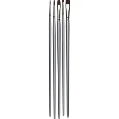 Kreatima Acrylic Set med 5 pensler for akrylmaling – Flat 4, 12, Round 6, 12, Oval 10