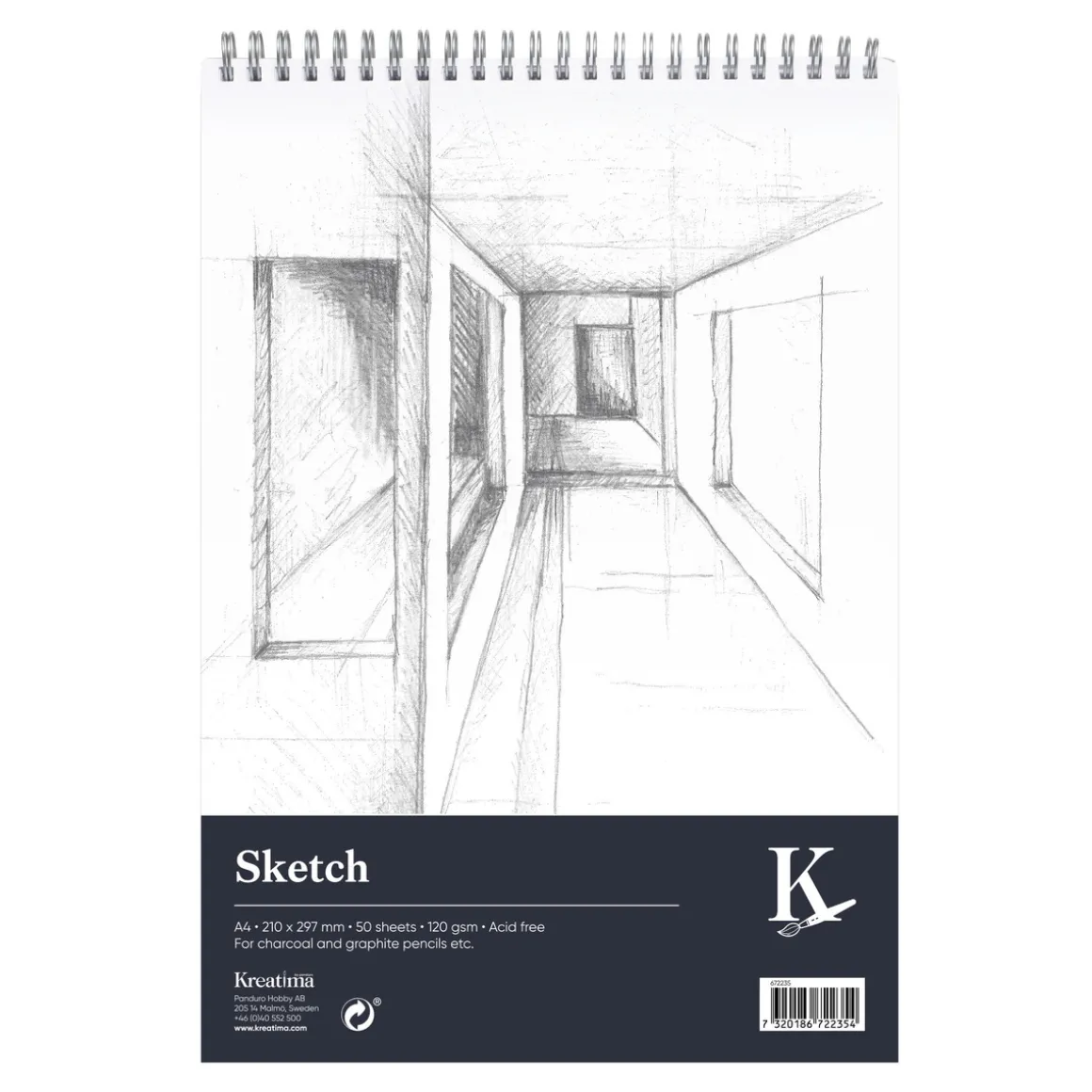 Kreatima Sketch spiralbundet skisseblokk A4 – 210×297 mm, 50 ark, 120 g/m²