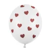 Lateksballonger 6-pakning Ø30 cm – hvite med røde hjerter, fine til valentinsdagen!