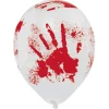 Lateksballonger til Halloween med blodige håndavtrykk 6-pakning, Ø24,5 cm