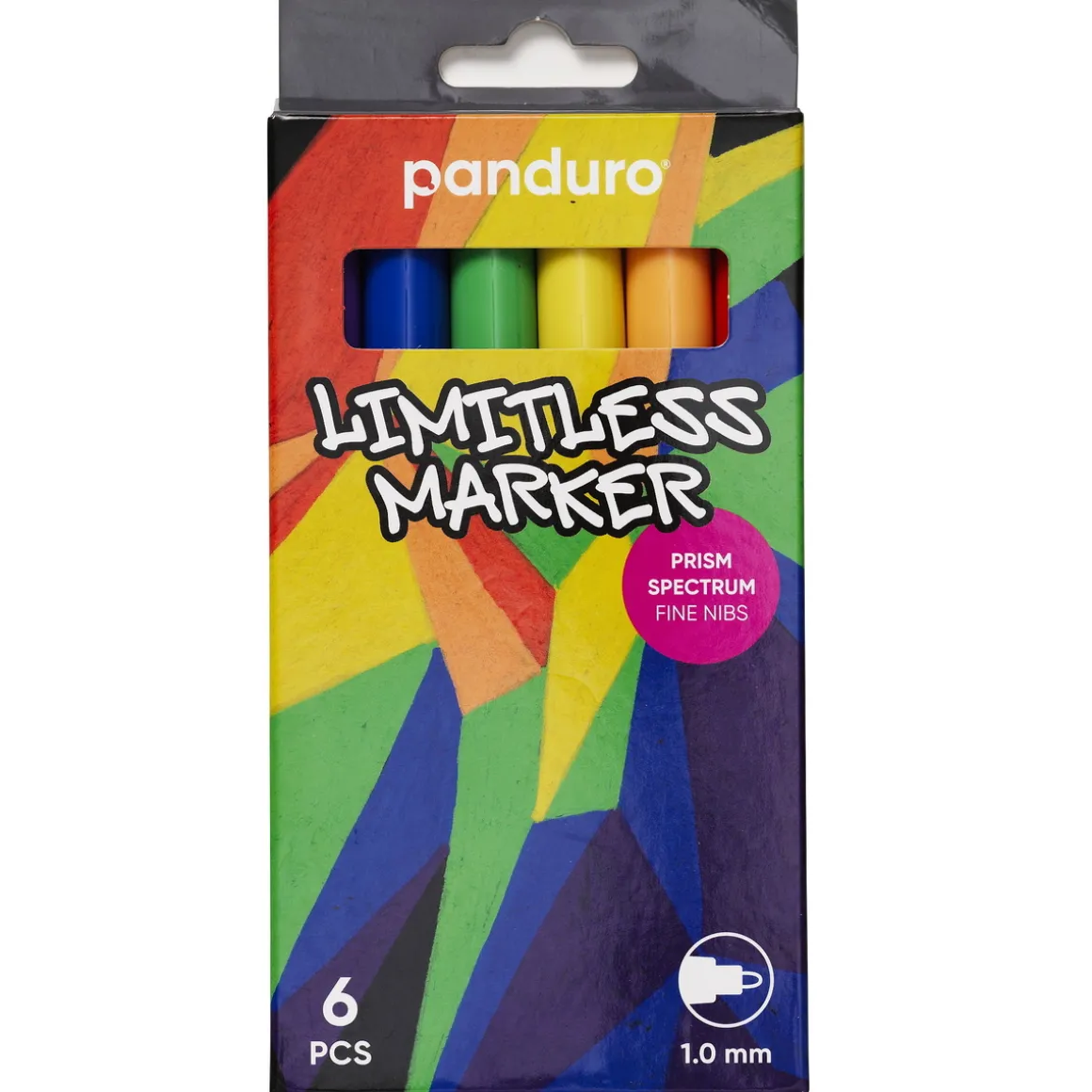 Limitless Marker S Prism Spectrum, sett med 6 akrylpenner – tynn spiss Ø1 mm
