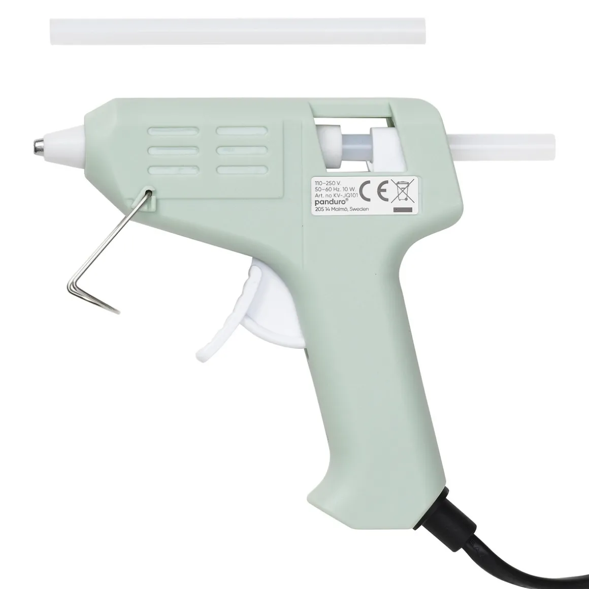 Limpistol Mini 7 mm grønn, 10 W, 175 cm lang ledning. 2 limstaver følger med