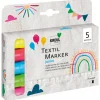 Mucki Junior tekstilpenner, markers, 5-pakning