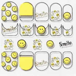 Neglstickers smiley – 20 neglklistremerker med smilefjes, tekst og små miniperler