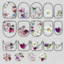 Neglstickers sweet – 19 neglklistremerker med fargerike blomster