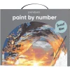 Paint by number / mal etter tall – bølge i solnedgang, 28×35,5 cm + 19 farger og 3 pensler
