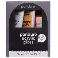 Panduro Acrylic akrylmaling, blanke metallicfarger 3x100 ml