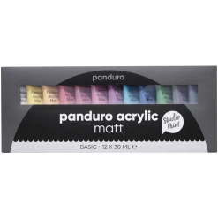 Panduro Acrylic matt set – 12×30 ml med matte akrylfarger