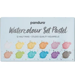 Panduro akvarellmaling sett Pastel 12 – sterke og livfulle akvarellfarger i halvkopper