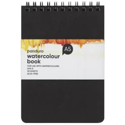 Panduro spiralbundet akvarellblokk A5 (148×210 mm), 30 ark, 200 g/m²