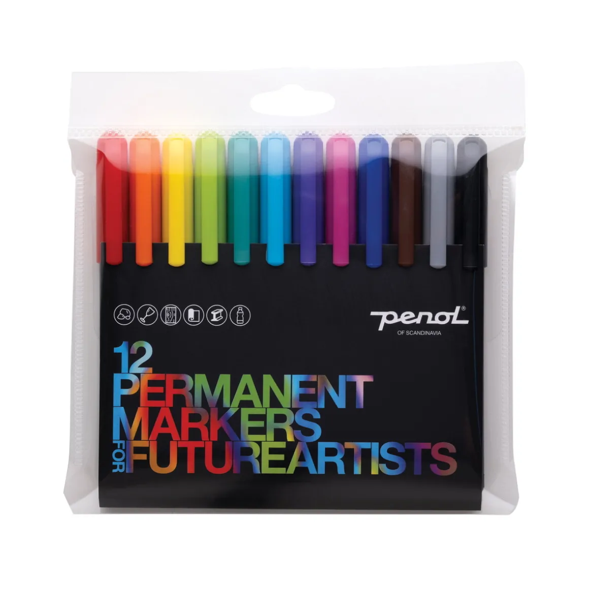 Penol Permanent Markers For Future Artists, 12-pakning fargerike merkepenner