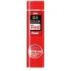Pentel røde blyantstifter refill – 0,5 mm. Inneholder 20 stifter.