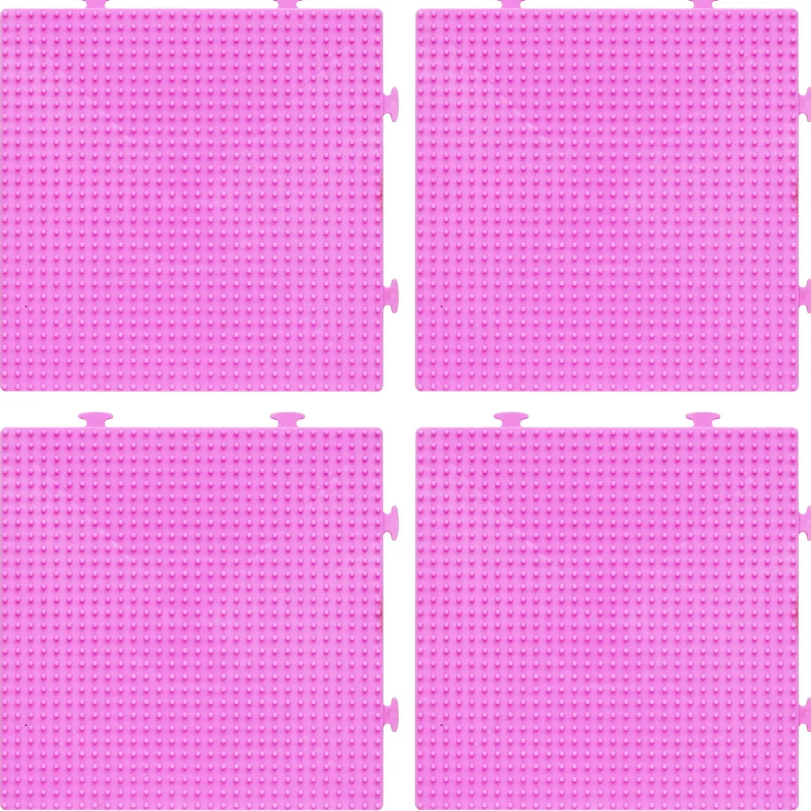 Perleplate Midi 4-pakning rosa kvadrater, byggbare, 15×15 cm – for våre rørperler med diameter 5 mm