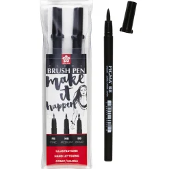 Pigma Brush Pen Sort 3-pk