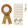 Premiesløyfe til kjepphest Ø7 cm og klistremerker i gullfarget tema + 1 engelcharm