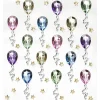 Rhinestone stickers ballonger – 30 ballonger m. snor (L 35 mm) og 44 små gullstjerner