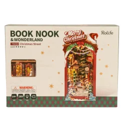 Rolife DIY Booknook Christmas Street bokstøtte miniatyr – TGC06, 126×190×255 mm