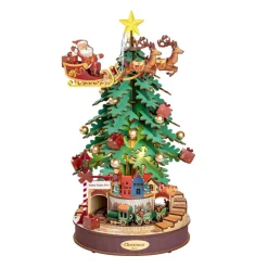 Rolife DIY Wooden 3D-trepuslespill Juletre med julemusikk! AMS01 Ø30 cm, høyde 40 cm