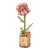 Rolife DIY Wooden Flower 3D-puslespill treblomst TW041 Pink Rose 85×65×210 mm