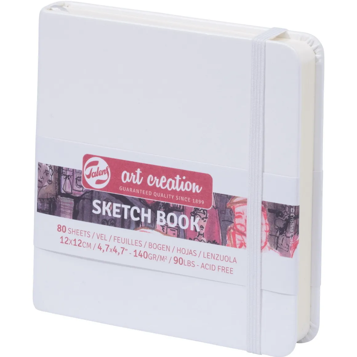 Royal Talens Art Creation Sketch skissebok 12×12 cm, hvitt omslag – 140 g/m², 80 ark