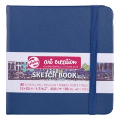 Royal Talens Art Creation Sketch skissebok 12×12 cm, blått omslag – 140 g/m², 80 ark