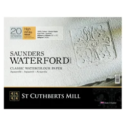 Saunders Waterford High White hellimt akvarellblokk GT – 41×31 cm, 20 ark, 300 g/m²